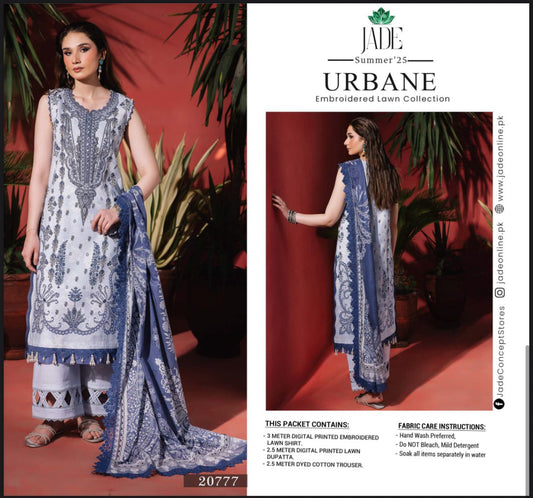 Jade Summer ’25 Urbane – Embroidered Lawn Suit (20777)