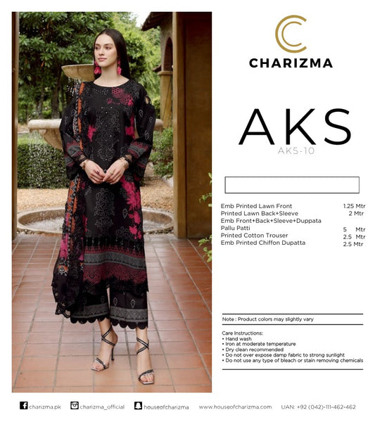 Charizma AKS Summer Lawn ’25 – Embroidered 3-Piece Suit (AK5-10)